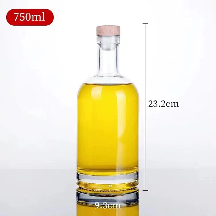 China Factory Price Empty Thick Bottom Vodka Brandy Whiskey Sherry Clear Glass Liquor Bottle