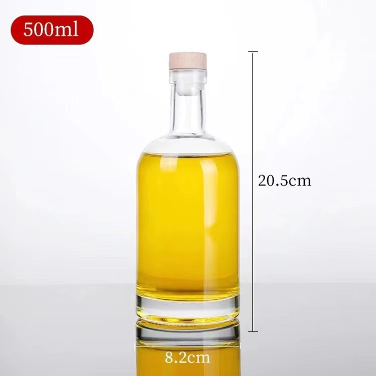 200ml 375ml 500ml Clear Empty Thick Bottom Vodka Brandy Whiskey Sherry Glass Liquor Bottle Factory Price